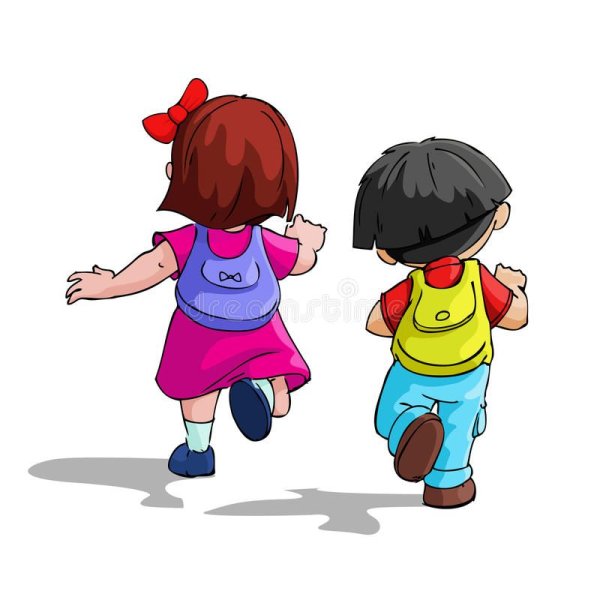 Мальчик и девочка бегут