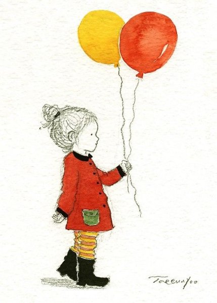 Девочка с шариками иллюстрация