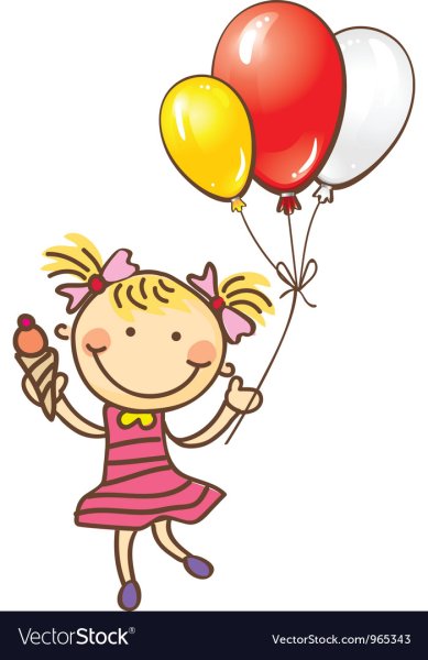 Эскизы девочке с шарами