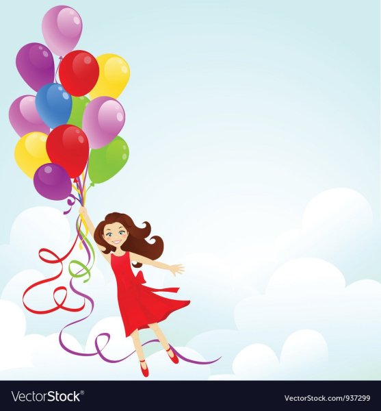 Маленькая девочка с шариками нарисованная