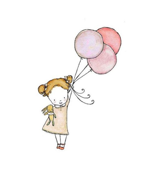 Девочка с шариками рисунок