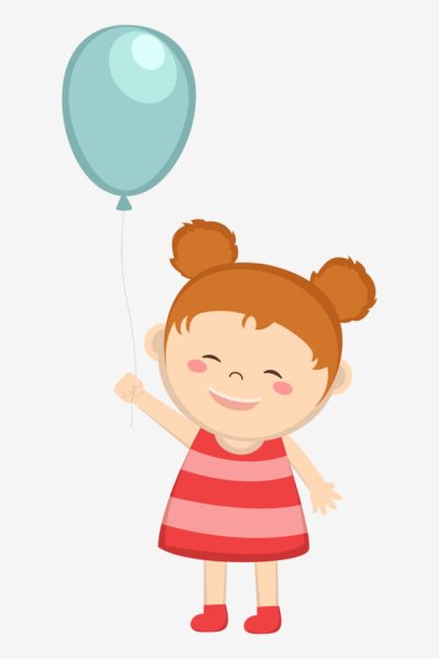 Мультяшную девочку с шариками