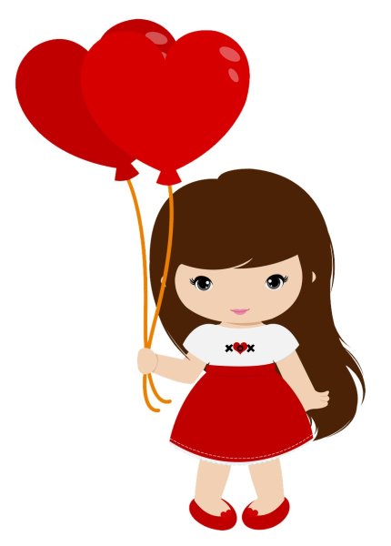 Мультяшная девочка с шариками