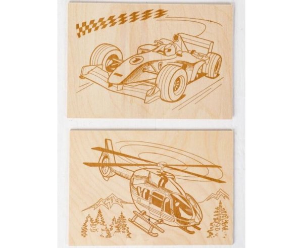 Доска для выжигания 03868 вертолет и гоночный автомобиль набор 2 шт