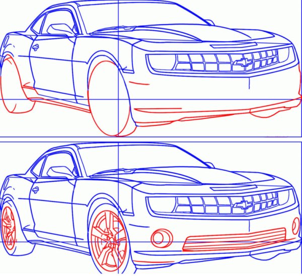Поэтапный рисунок автомобиля