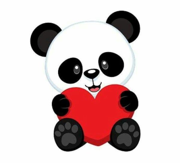 Панда с сердечком для срисовки