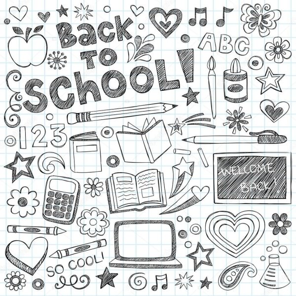 Маленькие рисунки в школьной тетради