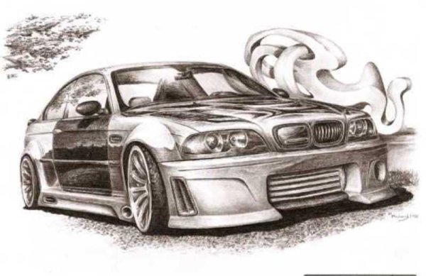 Рисунок машины карандашом