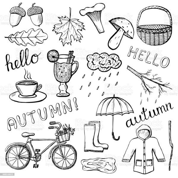 Стикеры для ежедневника черно белые осень