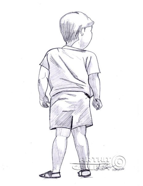 Нарисовать мальчика сзади