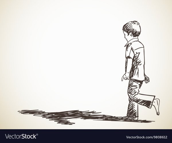 Рисунок мальчика стоящего спиной