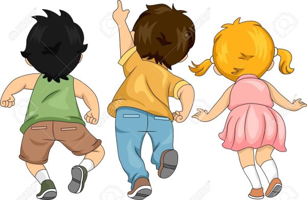 Дети стоят спиной иллюстрация