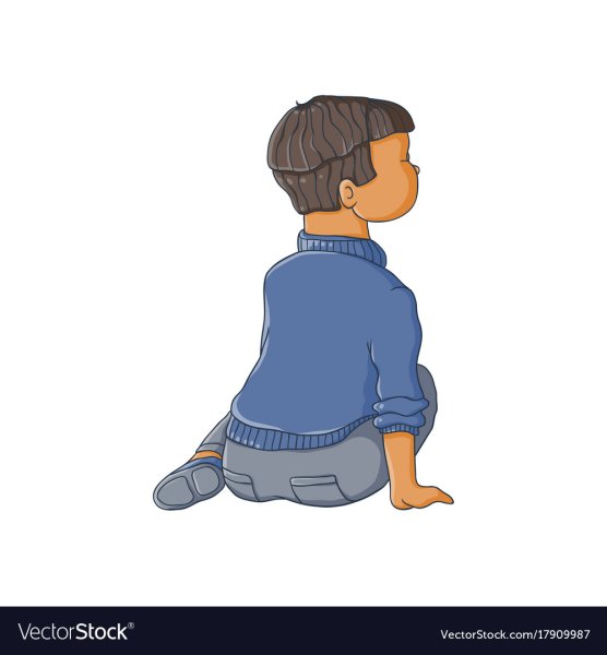 Мальчик сидит спиной