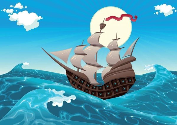 Корабль в море для детей