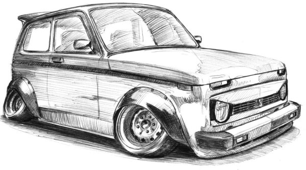 ВАЗ[ 2107 рисунок тюнингованный