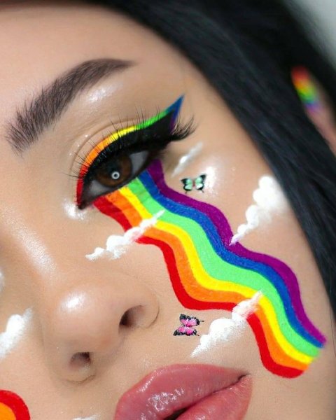 Макияж яркий Радужный