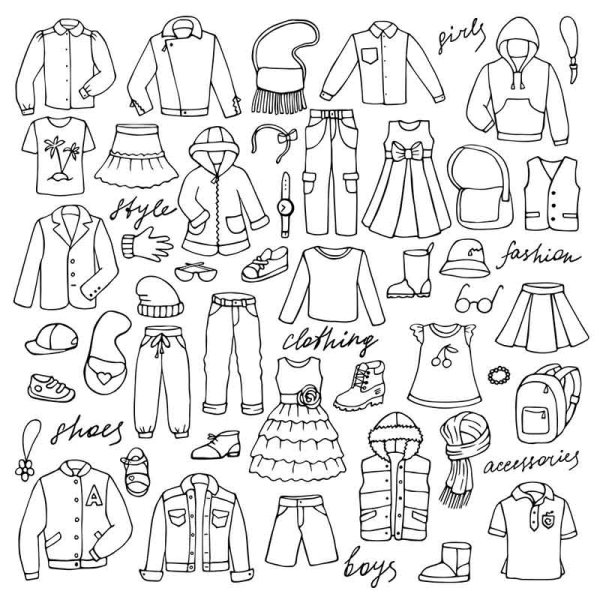 Маленькие раскраски одежда