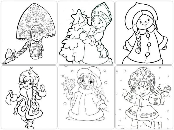 Маленькая Снегурочка раскраска