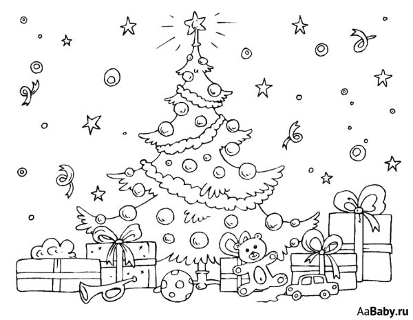 Раскраски елочных игрушек для дошкольников