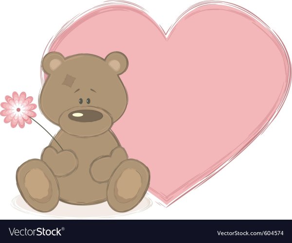 Мишка с сердечком в руках вектор