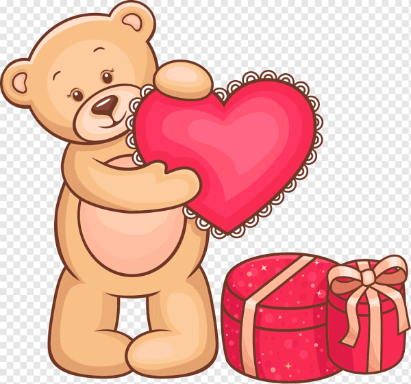 Мишка с сердечком вектор