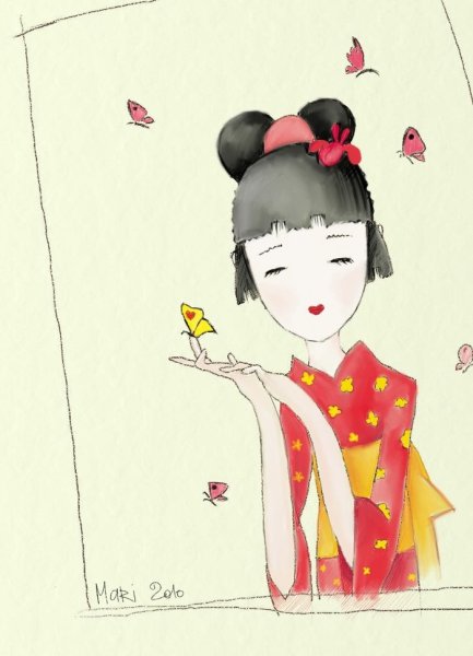 Японские дети рисунок