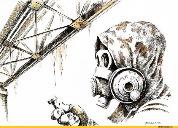 Сталкер в противогазе ГП 5 арт