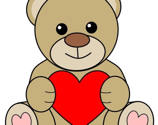 Мишка с сердечком рисунок
