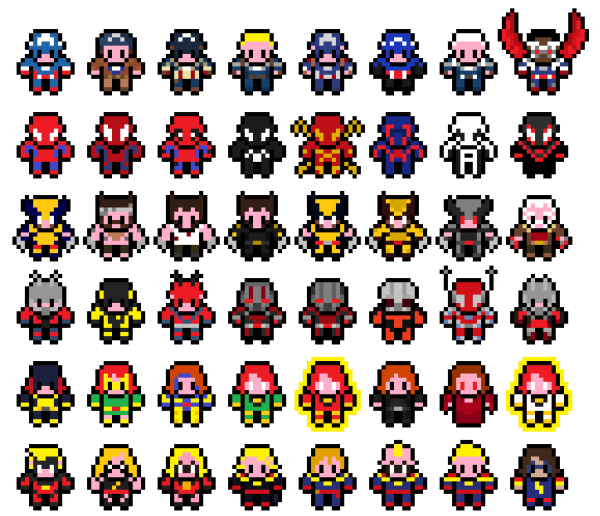 Марвел герои по пикселям