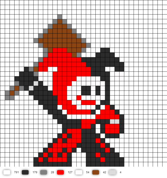 Харли Квинн по клеточкам в тетради