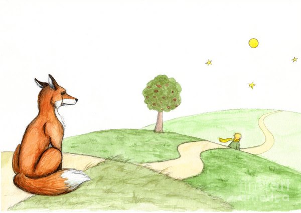 Эскиз маленький принц и Лис