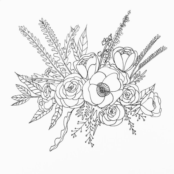 Букет цветов раскраска для детей