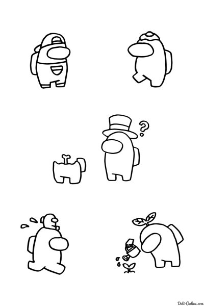 Раскраска маленьких амонг АС