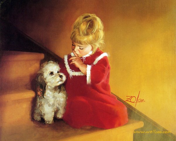 Девочка с собакой на прозрачном фоне