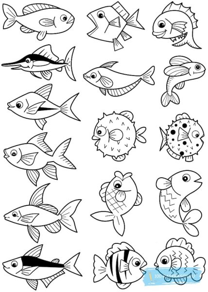 Рыба раскраска для детей