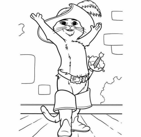 Кот в сапогах раскраска