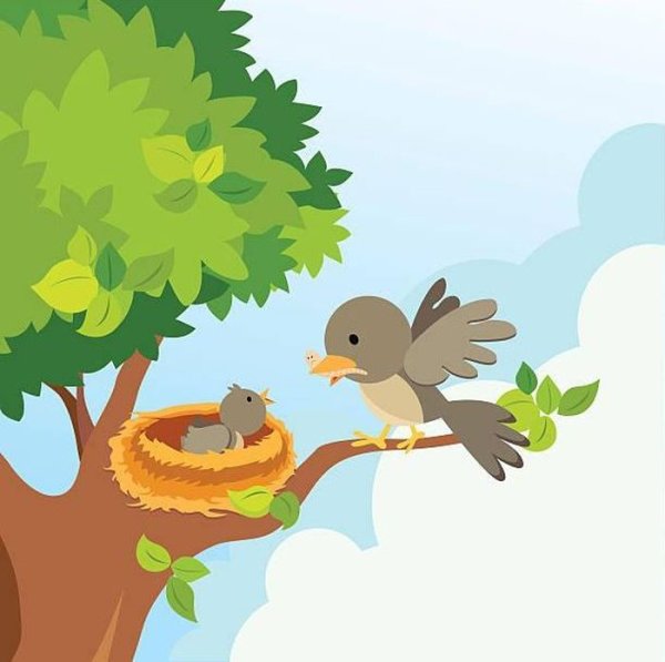 Птенчики на дереве для детей