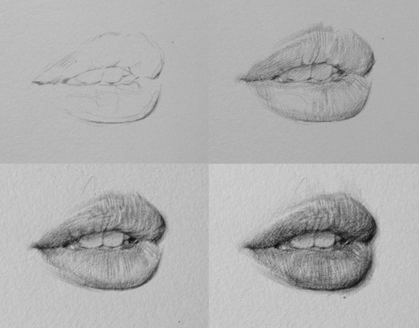 Объемные губы карандашом