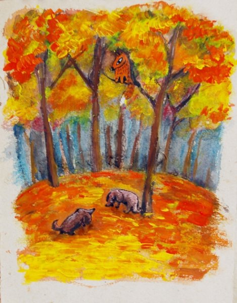 Осень цветными карандашами для детей