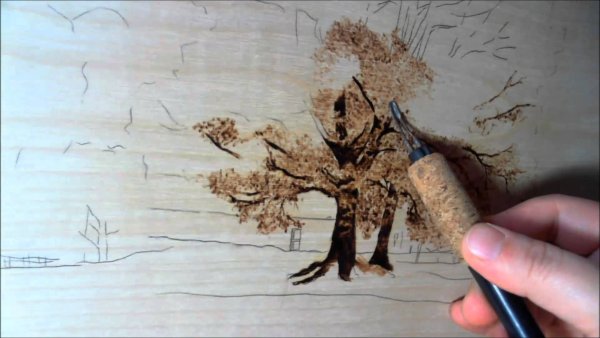 Выжигание по дереву тени