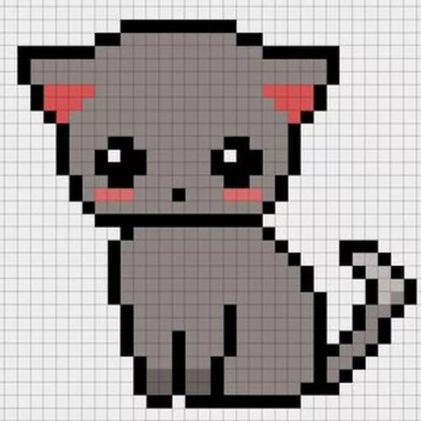 Рисунок по клеточкам котик лёгкий