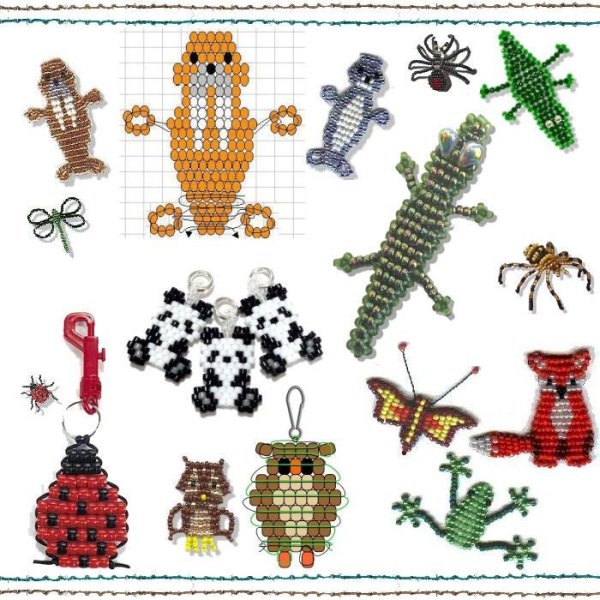 Плоские фигурки животных из бисера