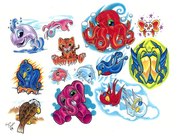 Цветные детские тату