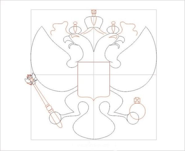 Герб России контурный рисунок