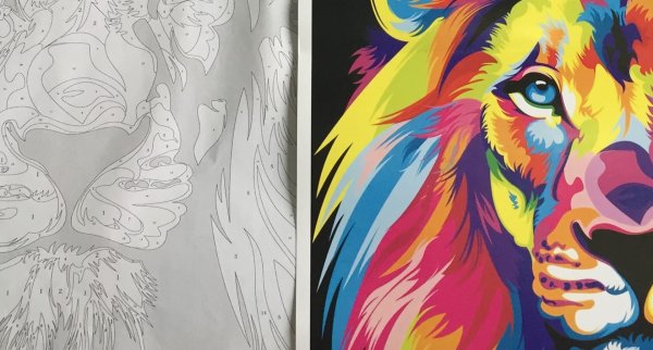 Раскраска по номерам Лев