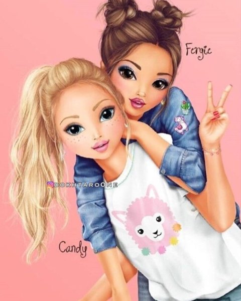 Две девочки в мультяшном стиле