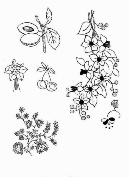 Цветочные узоры для вышивки гладью