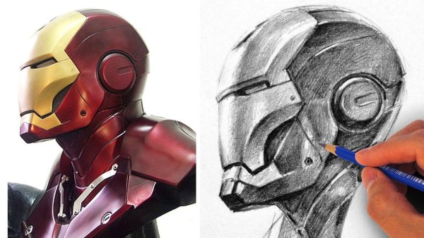 Скетч рисунок маски железного человека