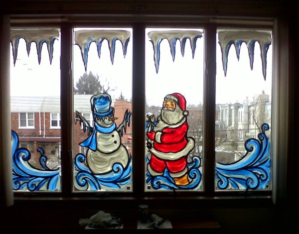 Новогодние расписные окна