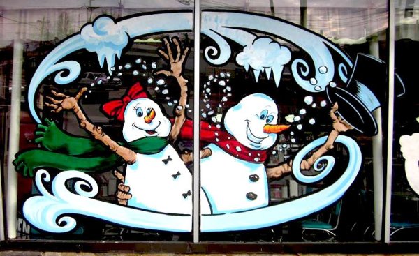 Разукрасить окна к новому году